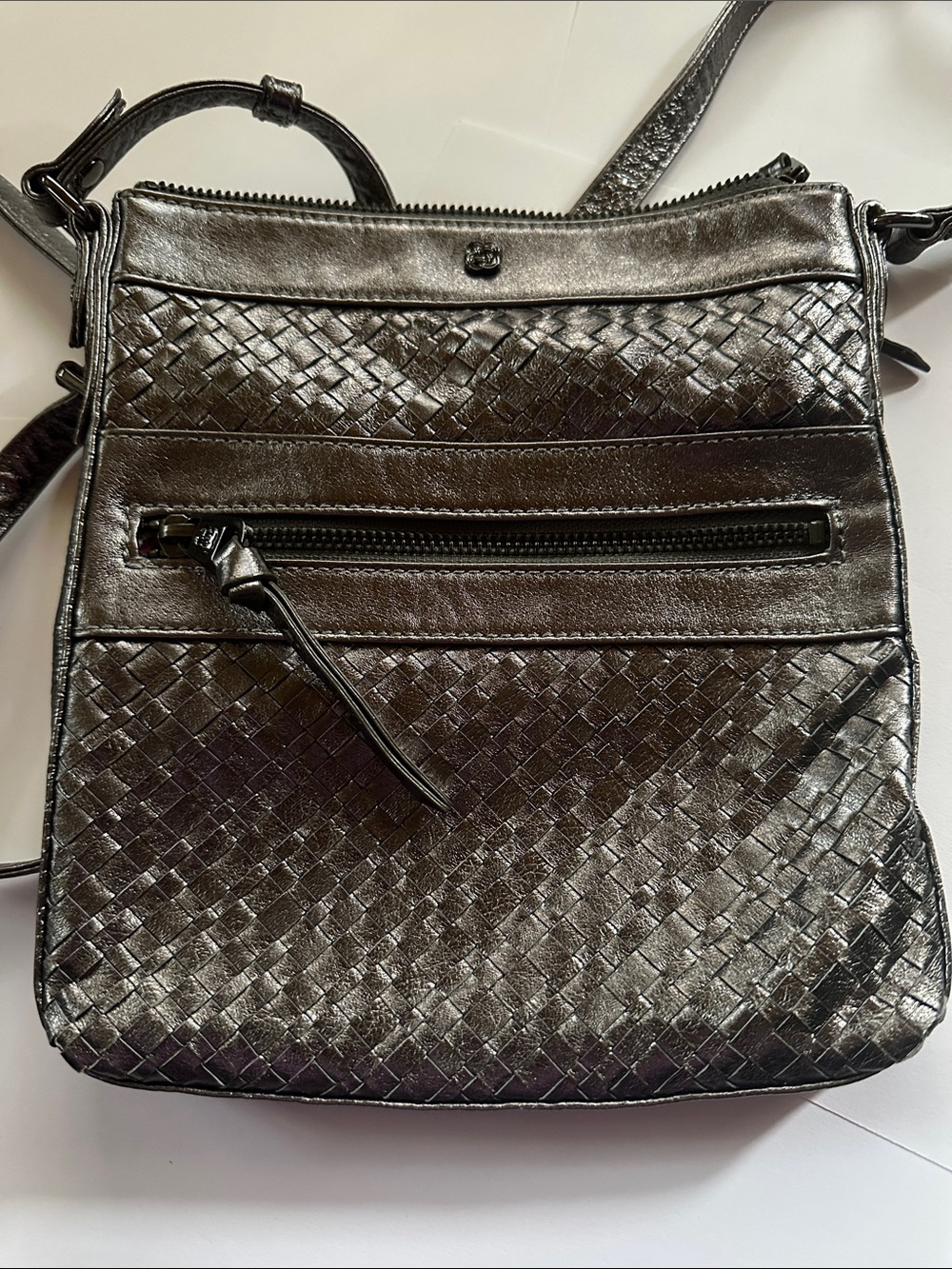 Elliott Lucca Woven Metallic Crossbody Bag -  Purse